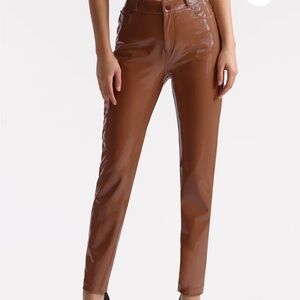 Faux leather pants- new without tags - brown-honey color